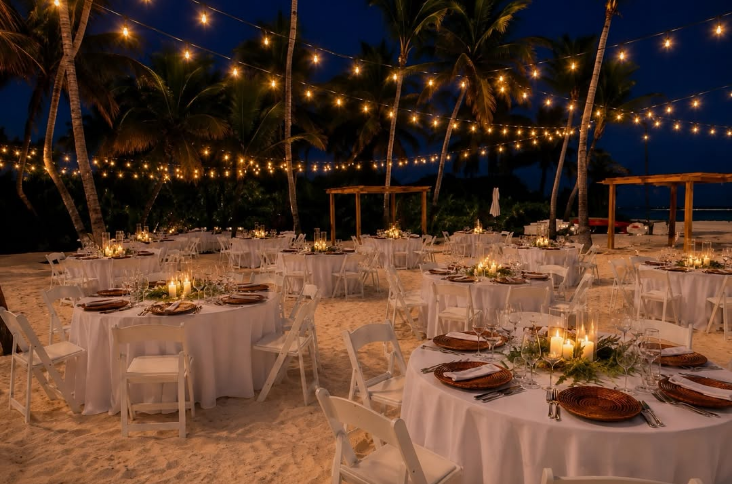 Wedding venue fairy lights romantic ambience