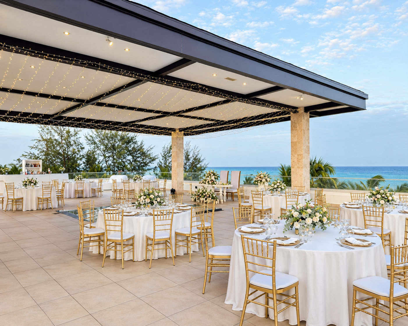 Romantic wedding couple outdoor ceremony
